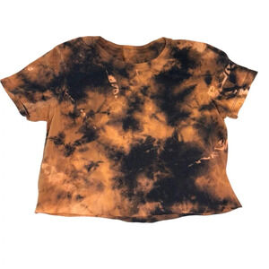 Custom Reverse Tie Dye Crop Top Acid Wash Cropped Bleach Tshirt Size Small
